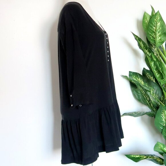 One Teaspoon Rango Black Lyocell Scoop Neck Ruffle Hem Mini Dress Size Medium M - Picture 9 of 15
